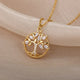 Gold Tree of Life Crystal Pendant Necklace