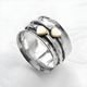 Vintage Gold Heart Silver Ring