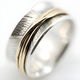 Vintage Thin Gold Line Silver Ring