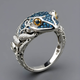 Vintage Blue Shiny Frog Ring in Sterling Silver