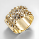 Golden ring with inlaid zirconia