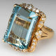 Vintage Zirconia Glass Blue Gold Ring