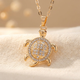 Antique Gold Copper Turtle Pendant Necklace