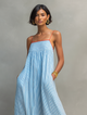 Gestreiftes Maxikleid mit Spaghettiträgern und lockerer Passform