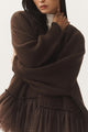 Strick-Cardigan mit Mesh-Rüsche und langen Ärmeln