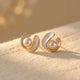 Lumière White Opal Pearl Gold Stud Earrings