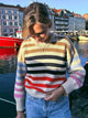 Bunter gestreifter Vintage-Strickpullover mit Rundhalsausschnitt