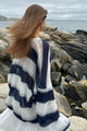Gestreifter V-Ausschnitt Lose Gestrickter Cardigan