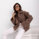 Übergroße Wollmischung Kurzjacke mit Knopfleiste und Taschen