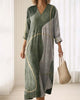 Damen Midikleid Mit V Ausschnitt Und Colorblock Muster