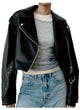Klassische schwarze Leder-Motorradjacke