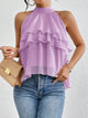 Damen Neckholder Tanktop Aus Chiffon Mit Volantbesatz