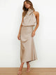 Damen Satin Asymmetrisch Geschnittenes Midi-Kleid