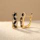 Marquise Black Cubic Zirconia Gold Hoop Earrings