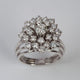 Vintage Flower Zirconia Layered Silver Ring