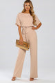 Damen Jumpsuit Mit Weitem Bein Und Gürtel