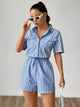 Trendiger Damen Jumpsuit mit kurzen Ärmeln für den Sommer - StreifenFrisch