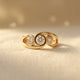 Vintage Inlaid Zirconia Spiral Gold Ring