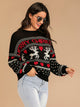 Rentier Jacquard Strick Weihnachtspullover