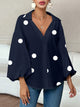 Damenbluse Mit Polka Dots Und Plissee Locker Geschnitten