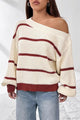 Damen Strickpullover Mit Streifen Und Carmenausschnitt