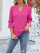 Damen T-Shirt Mit Jacquard V Ausschnitt Und Dreiviertelarm