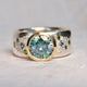 Vintage Blue Crystal Bright Silver Ring