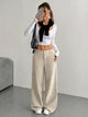Damen Weite Hose Mit Hohem Bund
