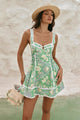 Damen Mini Kleid Mit Spitze Und Print