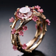 Elegant Crystal Pink Flower Ring