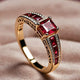 Exotic Ring made of Gold and Red Crystal