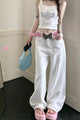 Damen Wide Leg Jeans Mit Stickerei Und Hohem Bund