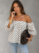 Damen Off Shoulder Bluse Mit Tupfenmuster Weiß