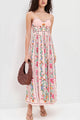 Damen Maxikleid Mit Blumenmuster Und Spitzenbesatz