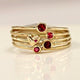 Vintage Layered Gold Heart Red Crystal Ring