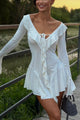 Damen Minikleid Mit Volants Und Bindeband