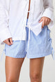 Damen High Waist Streifenshorts Mit Kordelzug