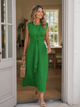 Damen Midikleid Mit Drapierter Taille Ärmellos