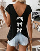Damen T Shirt Mit V Ausschnitt Und Schleife