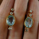 Vintage Blue Glass Zirconia Gold Earrings