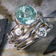 Multi-layered silver-plated ring with turquoise vintage crystal