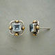 Vintage Blue Zirconia Cube Stud Earrings