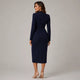 Damen V-Ausschnitt Langarm Wickel-Midikleid Maßgeschneidert Formal