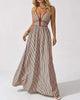 Damen Maxikleid Gestreift Mit V Ausschnitt