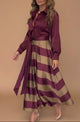 Mila™ - Gestreifte Lange Kleid mit Spitze