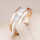 Elegant ring with gold-encrusted crystals