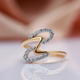 Elegant Ring Shimmering Waves in Gold