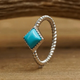 Turquoise Braided Ring in Vintage Silver