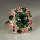 Vintage Ring with Green and Pink Crystal