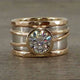 Vintage Intarsia Glass Gold & Silver Ring